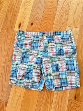 LLBean Madras Shorts in Blue, Pink, Green